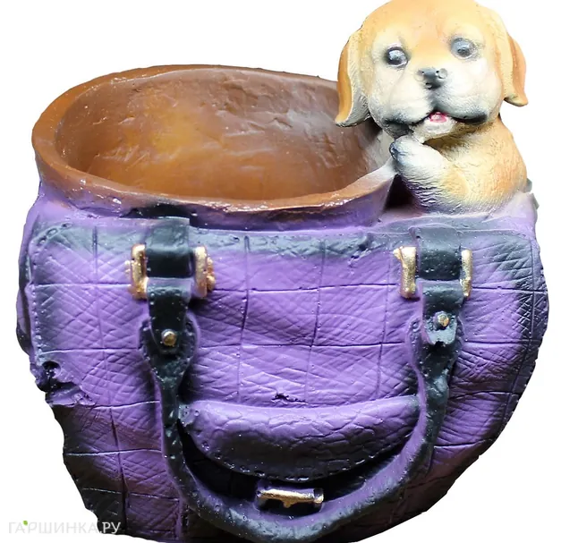 Кашпо щенок в сумке 17*14*17